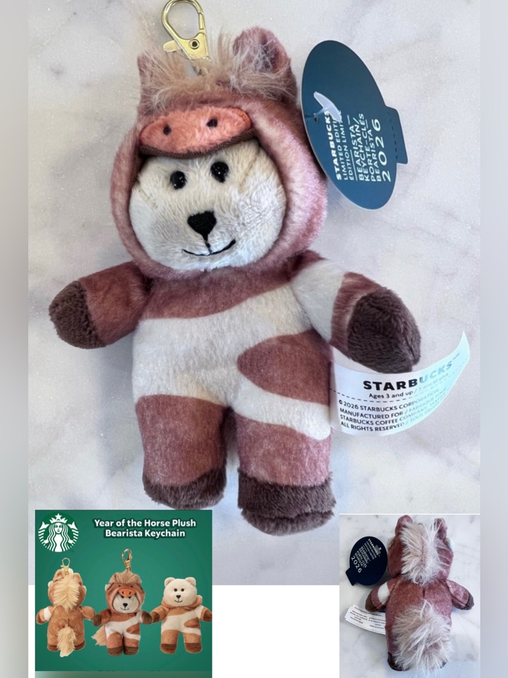 Starbucks Year of the Horse Plush Bearista Keychain 2026 Limited Edition